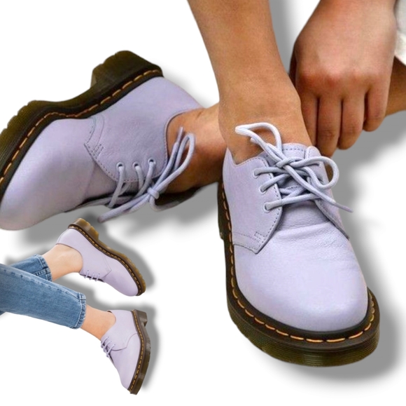 Like New 🌺 Dr Martens 3 Eye 1461 Ladies Purple Heather Virginia Leather Shoes - Picture 1 of 16